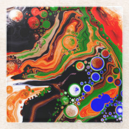 Posavasos De Vidrio Naranja personalizado, azul, verde, fluido negro