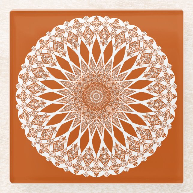 Posavasos De Vidrio Naranja Squirrel Tristyns Mandala (Anverso)