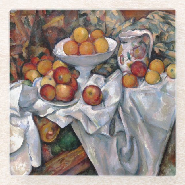 Posavasos De Vidrio Naranjas de la vida: Paul Cezanne Pining Art (Anverso)