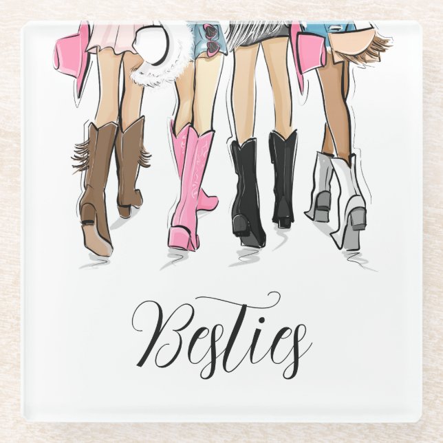 Posavasos De Vidrio Nash Bash Bachelorette Fashion Cowboy Boots (Anverso)