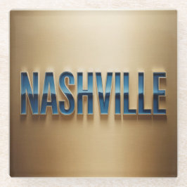 Posavasos De Vidrio Nashville Blue Gold Coaster Set