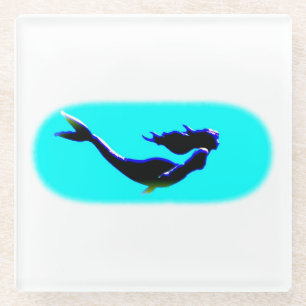 Posavasos De Vidrio natación de sirenas subacuáticas