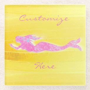 Posavasos De Vidrio natación rosada de la sirena