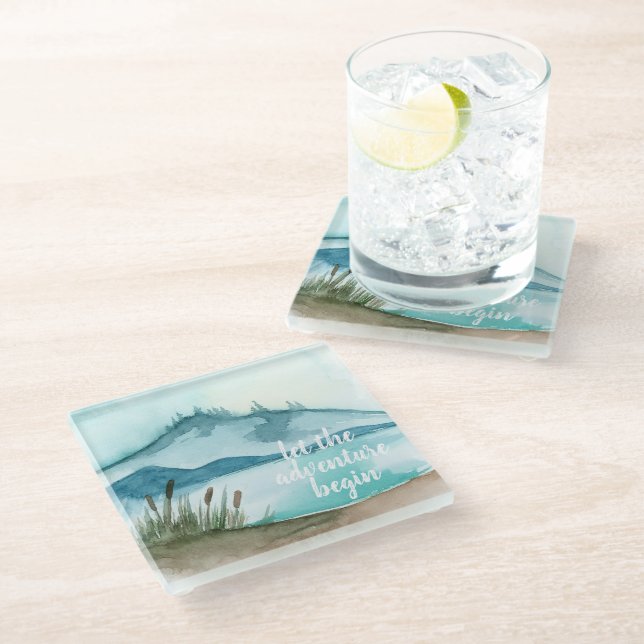 Posavasos De Vidrio Naturaleza acuática moderna Empecemos la aventura (Angular)