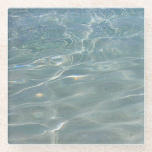 Posavasos De Vidrio Naturaleza azul del Resumen del Agua del Caribe