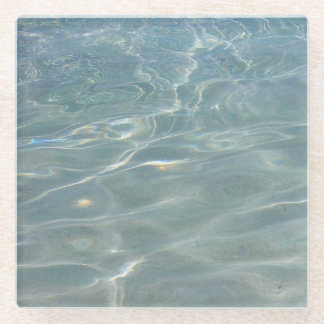 Posavasos De Vidrio Naturaleza azul del Resumen del Agua del Caribe