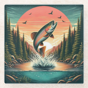 Posavasos De Vidrio Naturaleza de trucha del exterior