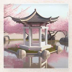 Posavasos De Vidrio Nature Beauty Sakura Cherry Blossom Garden View