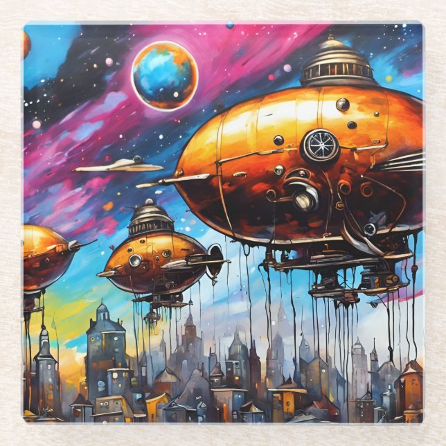 Posavasos De Vidrio Nave Espacial Cósmica (Anverso)