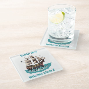 Posavasos De Vidrio Navegar Con Nuestra Tripulación