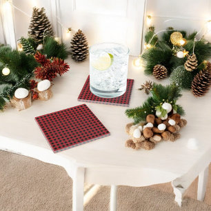 Posavasos De Vidrio Navidad de Cuadro Búfalo Rojo