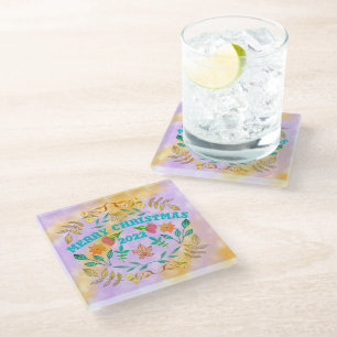 POSAVASOS DE VIDRIO NAVIDAD DE FERIA PERSONALIZADA 20XX