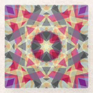 Posavasos De Vidrio Navidad estrella invierno gris morado amarillo roj