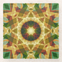 Posavasos De Vidrio Navidad estrella invierno otoño verde marrón amari