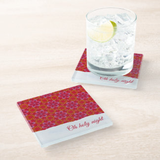 Posavasos De Vidrio Navidad Floral Roja