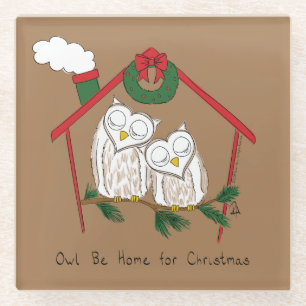 Posavasos De Vidrio Navidad Owl Be Home Cute