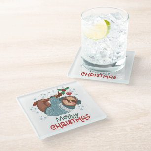 Posavasos De Vidrio Navidad Perezoso Perezoso 