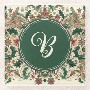 Posavasos De Vidrio Navidad victoriana/clásica/vintage personalizada