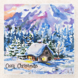 Posavasos De Vidrio Navidades acogedores del Snowley Winter Mountainsi
