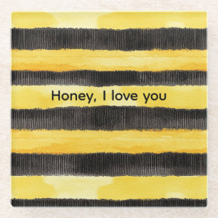 Posavasos De Vidrio Navidades Amarillos de Oro Negro de Honey Bee