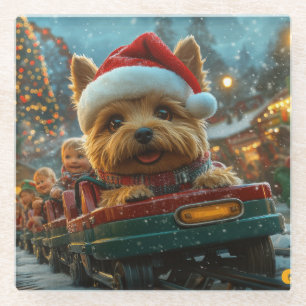 Posavasos De Vidrio Navidades australianos de montaña rusa de perros