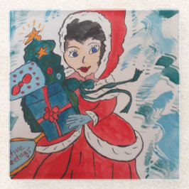 Posavasos De Vidrio Navidades auxiliares de Santa Claus vigilan la mon