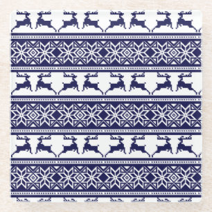 Posavasos De Vidrio Navidades, azul y blanco escandinavo