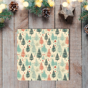 Posavasos De Vidrio Navidades beige amarillo escandaloso pinos nórdico