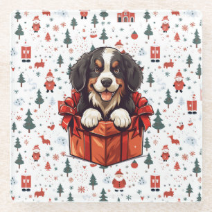 Posavasos De Vidrio Navidades Bernese Mountain Dog Gift Box