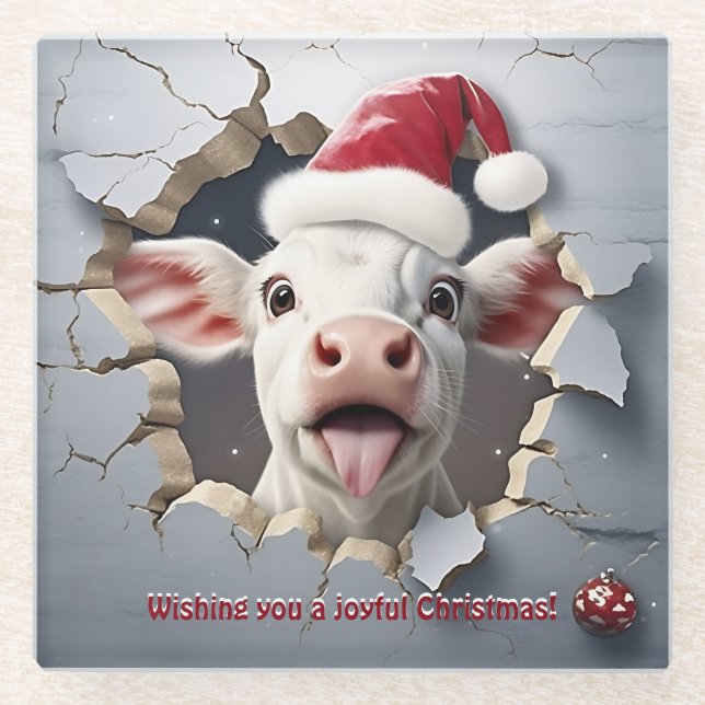 Posavasos De Vidrio navidades Calf 3D (Anverso)