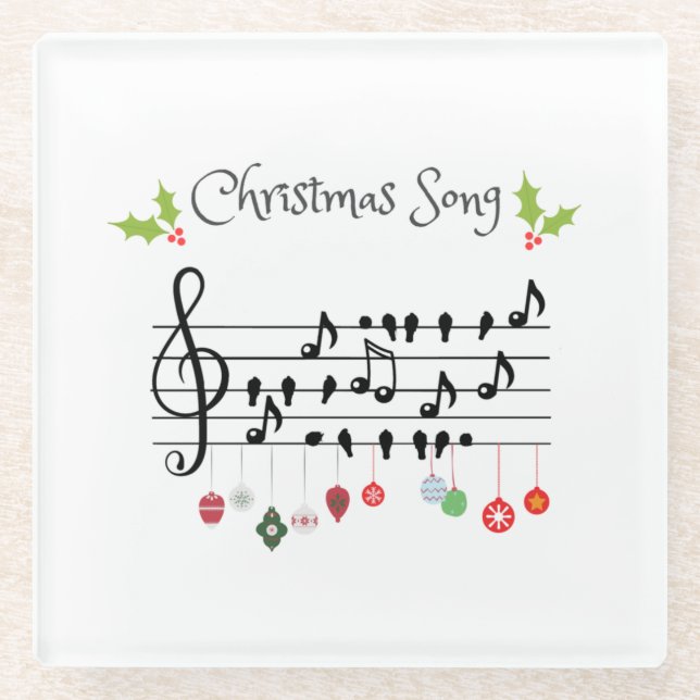 Posavasos De Vidrio Navidades Canto de pájaros (Anverso)