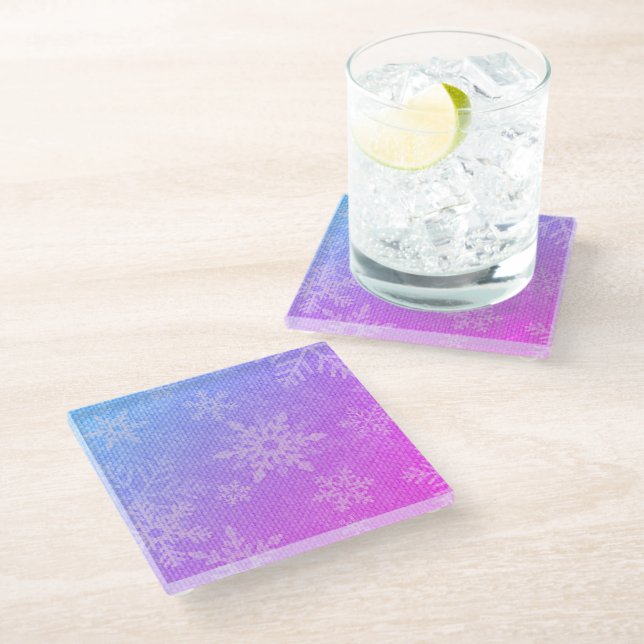Posavasos De Vidrio Navidades coloridos Snowflakes Glass Coaster (Angular)