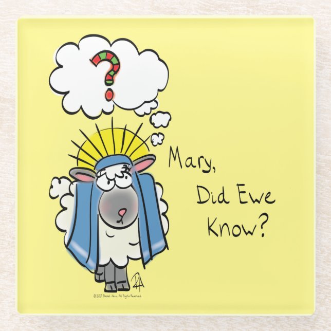 Posavasos De Vidrio Navidades cristianos graciosos cuestan ovejas (Anverso)