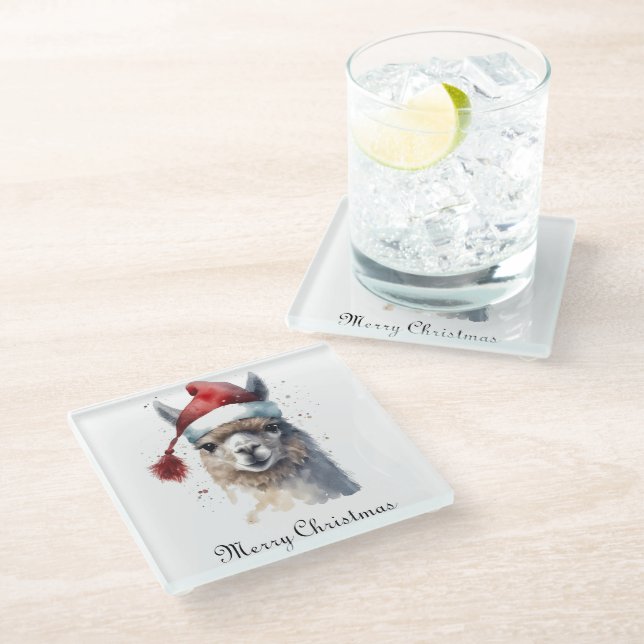 Posavasos De Vidrio Navidades Cutos Alpaca, personalizado (Angular)