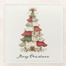 Posavasos De Vidrio Navidades de árboles de Navidad en mosaico