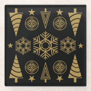 Posavasos De Vidrio Navidades de Art Nouveau de oro decorativos