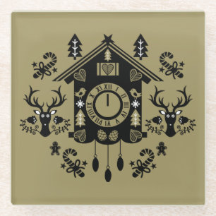 Posavasos De Vidrio Navidades de Cuckoo Clock de Alemania