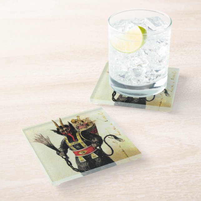 Posavasos De Vidrio Navidades de feriado malvados Krampus Scary Demon (Angular)