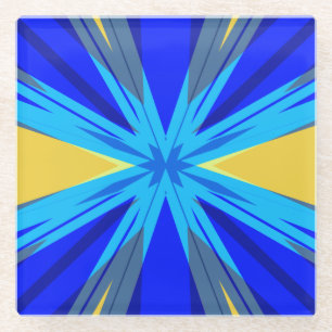Posavasos De Vidrio Navidades de invierno de color amarillo azul estre