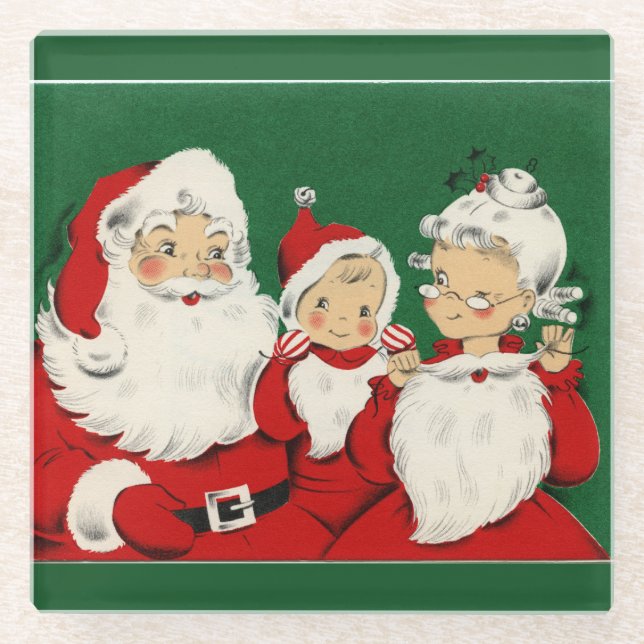 Posavasos De Vidrio Navidades de la Familia Santa Vieja (Anverso)