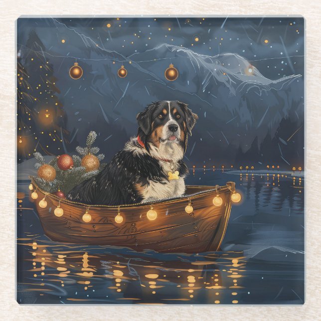 Posavasos De Vidrio Navidades de la Gran Montaña Suiza disfrutan de un (Anverso)