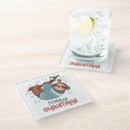 Posavasos De Vidrio Navidades de Lazy Sloth