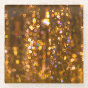 Posavasos De Vidrio Navidades de oro: Antecedentes abstractos desenfoc