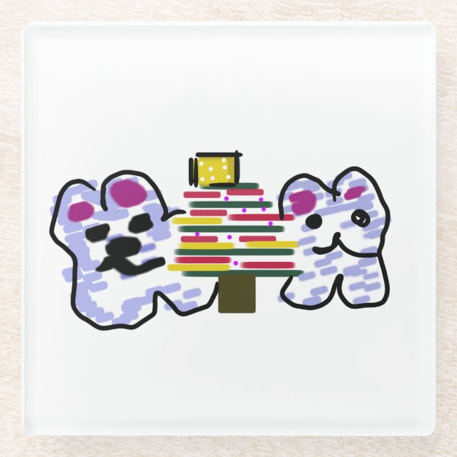 Posavasos De Vidrio Navidades de osos polares (Anverso)