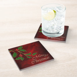 Posavasos De Vidrio Navidades de Red Berry Holly