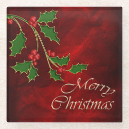 Posavasos De Vidrio Navidades de Red Berry Holly