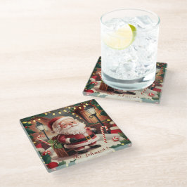 Posavasos De Vidrio Navidades de Santa Claus Retro