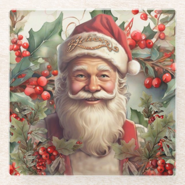 Posavasos De Vidrio Navidades de Santa Claus Saint Nicholas (Anverso)