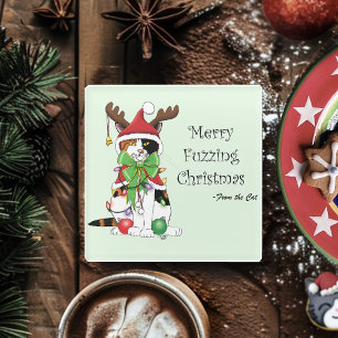 Posavasos De Vidrio Navidades divertidos Calico Cat