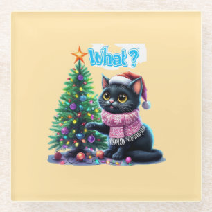 Posavasos De Vidrio Navidades divertidos gatitos ¿qué pasa con el Pega